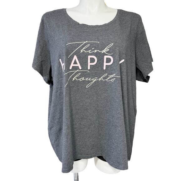 Fleurish Tops - Fleurish Womens T Shirt Top Think Happy Thoughts Graphic Print Short Sleeve 4X